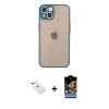ieg™ iPhone 14 Kılıf Ahenk Çizgi Serisi - Siyah Buffer Hayalet Cam Ekran Koruyucu + Diamond Kamera Lens - KI