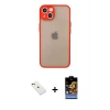 ieg™ iPhone 14 Kılıf Ahenk Çizgi Serisi - Siyah Buffer Hayalet Cam Ekran Koruyucu + Diamond Kamera Lens - KI