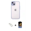 ieg™ iPhone 14 Kılıf Ahenk Çizgi Serisi - Siyah Buffer Hayalet Cam Ekran Koruyucu + Diamond Kamera Lens - KI