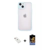 ieg™ iPhone 14 Kılıf Ahenk Çizgi Serisi - Siyah Buffer Hayalet Cam Ekran Koruyucu + Diamond Kamera Lens - KI