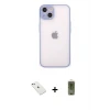 ieg™ iPhone 14 Kılıf Ahenk Çizgi Serisi - Siyah Joko Magic 5D Hayalet Cam + Diamond Kamera Lens - SABE