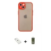 ieg™ iPhone 14 Kılıf Ahenk Çizgi Serisi - Siyah Joko Magic 5D Hayalet Cam + Diamond Kamera Lens - SABE