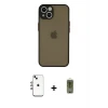 ieg™ iPhone 14 Kılıf Ahenk Çizgi Serisi - Siyah Joko Magic 5D Hayalet Cam + Shine Kamera Lens - GI