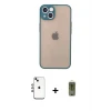 ieg™ iPhone 14 Kılıf Ahenk Çizgi Serisi - Siyah Joko Magic 5D Hayalet Cam + Shine Kamera Lens - GI