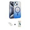 ieg™ iPhone 14 Kılıf Ahenk Doku Özel Seri - Şeffaf Pasifik Cam Ekran Koruyucu + Diamond Kamera Lens - PE