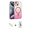 ieg™ iPhone 14 Kılıf Ahenk Doku Özel Seri - Şeffaf Pasifik Cam Ekran Koruyucu + Diamond Kamera Lens - PE