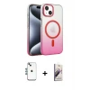ieg™ iPhone 14 Kılıf Ahenk Doku Özel Seri - Siyah Bilvis 3D Mat Cam Ekran Koruyucu + Shine Kamera Lens - MI