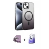 ieg™ iPhone 14 Kılıf Ahenk Doku Özel Seri - Siyah Bilvis 5in1 5D Magic Hayalet Cam Ekran Koruyucu + Raze Metal Kamera Lens - MR