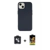 ieg™ iPhone 14 Kılıf Ahenk Serisi - Siyah Buffer Cam Ekran Koruyucu + PVD Metal Kamera Lens - SH
