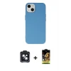ieg™ iPhone 14 Kılıf Ahenk Serisi - Siyah Buffer Cam Ekran Koruyucu + PVD Metal Kamera Lens - SH