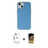 ieg™ iPhone 14 Kılıf Ahenk Serisi - Siyah Buffer Cam Ekran Koruyucu + Shine Kamera Lens - GS