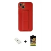 ieg™ iPhone 14 Kılıf Akış Doku - Siyah Buffer Cam Ekran Koruyucu + Diamond Kamera Lens - KI