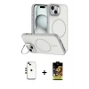 ieg™ iPhone 14 Kılıf Çekirdek Klasik - Siyah Buffer Cam Ekran Koruyucu + Shine Kamera Lens - GD