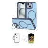 ieg™ iPhone 14 Kılıf Çekirdek Klasik - Siyah Buffer Cam Ekran Koruyucu + Shine Kamera Lens - GD