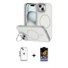 ieg™ iPhone 14 Kılıf Çekirdek Klasik - Siyah Buffer Hayalet Cam Ekran Koruyucu + Shine Kamera Lens - GI