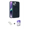 ieg™ iPhone 14 Kılıf Çekirdek Modern Prime - Siyah Bilvis 5in1 3D Magic Cam Ekran Koruyucu + Diamond Kamera Lens - PE