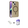 ieg™ iPhone 14 Kılıf Çekirdek Modern Prime - Siyah Bilvis 5in1 3D Magic Cam Ekran Koruyucu + Diamond Kamera Lens - PE