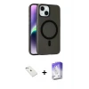 ieg™ iPhone 14 Kılıf Çekirdek Modern Prime - Siyah Bilvis 5in1 3D Magic Cam Ekran Koruyucu + Diamond Kamera Lens - PE
