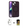 ieg™ iPhone 14 Kılıf Çekirdek Modern Prime - Siyah Buffer Cam Ekran Koruyucu + Shine Kamera Lens - YL