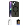ieg™ iPhone 14 Kılıf Çekirdek Modern Prime - Siyah Buffer Hayalet Cam Ekran Koruyucu + Shine Kamera Lens - GS