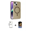 ieg™ iPhone 14 Kılıf Çekirdek Modern Prime - Siyah Buffer Hayalet Cam Ekran Koruyucu + Shine Kamera Lens - GS