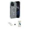 ieg™ iPhone 14 Kılıf Eksen Çizgi - Şeffaf Pasifik Cam Ekran Koruyucu + Diamond Kamera Lens - KI
