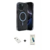 ieg™ iPhone 14 Kılıf Eksen Çizgi - Şeffaf Pasifik Cam Ekran Koruyucu + Diamond Kamera Lens - KI