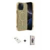 ieg™ iPhone 14 Kılıf Eksen Çizgi - Siyah Bilvis 3D Cam Ekran Koruyucu + Diamond Kamera Lens - KI