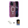 ieg™ iPhone 14 Kılıf Eksen Çizgi - Siyah Buffer Hayalet Cam Ekran Koruyucu + Diamond Kamera Lens - KI
