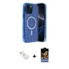 ieg™ iPhone 14 Kılıf Eksen Çizgi - Siyah Buffer Hayalet Cam Ekran Koruyucu + Diamond Kamera Lens - KI