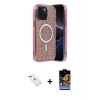 ieg™ iPhone 14 Kılıf Eksen Çizgi - Siyah Buffer Hayalet Cam Ekran Koruyucu + Diamond Kamera Lens - KI