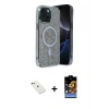ieg™ iPhone 14 Kılıf Eksen Çizgi - Siyah Buffer Hayalet Cam Ekran Koruyucu + Diamond Kamera Lens - KI