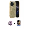 ieg™ iPhone 14 Kılıf Eksen Çizgi - Siyah Buffer Hayalet Cam Ekran Koruyucu + Raze Metal Kamera Lens - MR