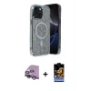 ieg™ iPhone 14 Kılıf Eksen Çizgi - Siyah Buffer Hayalet Cam Ekran Koruyucu + Raze Metal Kamera Lens - MR