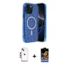 ieg™ iPhone 14 Kılıf Eksen Çizgi - Siyah Buffer Hayalet Cam Ekran Koruyucu + Shine Kamera Lens - KI