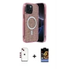 ieg™ iPhone 14 Kılıf Eksen Çizgi - Siyah Buffer Hayalet Cam Ekran Koruyucu + Shine Kamera Lens - KI