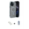 ieg™ iPhone 14 Kılıf Eksen Çizgi - Siyah Joko Magic 5D Cam + Diamond Kamera Lens - KI