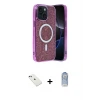ieg™ iPhone 14 Kılıf Eksen Çizgi - Siyah Joko Magic 5D Cam + Diamond Kamera Lens - YL