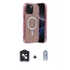 ieg™ iPhone 14 Kılıf Eksen Çizgi - Siyah Joko Magic 5D Cam + PVD Metal Kamera Lens - SH