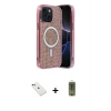 ieg™ iPhone 14 Kılıf Eksen Çizgi - Siyah Joko Magic 5D Hayalet Cam + Diamond Kamera Lens - KI