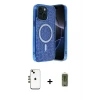 ieg™ iPhone 14 Kılıf Eksen Çizgi - Siyah Joko Magic 5D Hayalet Cam + Shine Kamera Lens - GD
