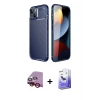ieg™ iPhone 14 Kılıf Eksen Form Prime - Siyah Bilvis 5in1 5D Magic Hayalet Cam Ekran Koruyucu + Raze Metal Kamera Lens - KI