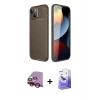 ieg™ iPhone 14 Kılıf Eksen Form Prime - Siyah Bilvis 5in1 5D Magic Hayalet Cam Ekran Koruyucu + Raze Metal Kamera Lens - KI