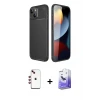 ieg™ iPhone 14 Kılıf Eksen Form Prime - Siyah Bilvis 5in1 5D Magic Hayalet Cam Ekran Koruyucu + Shine Kamera Lens - KI