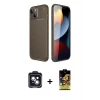 ieg™ iPhone 14 Kılıf Eksen Form Prime - Siyah Buffer Cam Ekran Koruyucu + PVD Metal Kamera Lens - SH