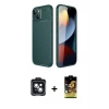 ieg™ iPhone 14 Kılıf Eksen Form Prime - Siyah Buffer Cam Ekran Koruyucu + PVD Metal Kamera Lens - SH