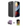 ieg™ iPhone 14 Kılıf Eksen Form Prime - Siyah Buffer Cam Ekran Koruyucu + Raze Metal Kamera Lens - SH