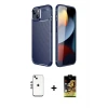 ieg™ iPhone 14 Kılıf Eksen Form Prime - Siyah Buffer Cam Ekran Koruyucu + Shine Kamera Lens - GS