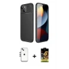 ieg™ iPhone 14 Kılıf Eksen Form Prime - Siyah Buffer Cam Ekran Koruyucu + Shine Kamera Lens - GS