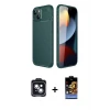 ieg™ iPhone 14 Kılıf Eksen Form Prime - Siyah Buffer Hayalet Cam Ekran Koruyucu + PVD Metal Kamera Lens - SH
